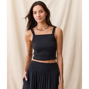 $68 New Marine Layer Lila Double Cloth Tank - Black - Medium